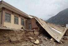 Flash flood wash away boundary wall, lab room of State-run school