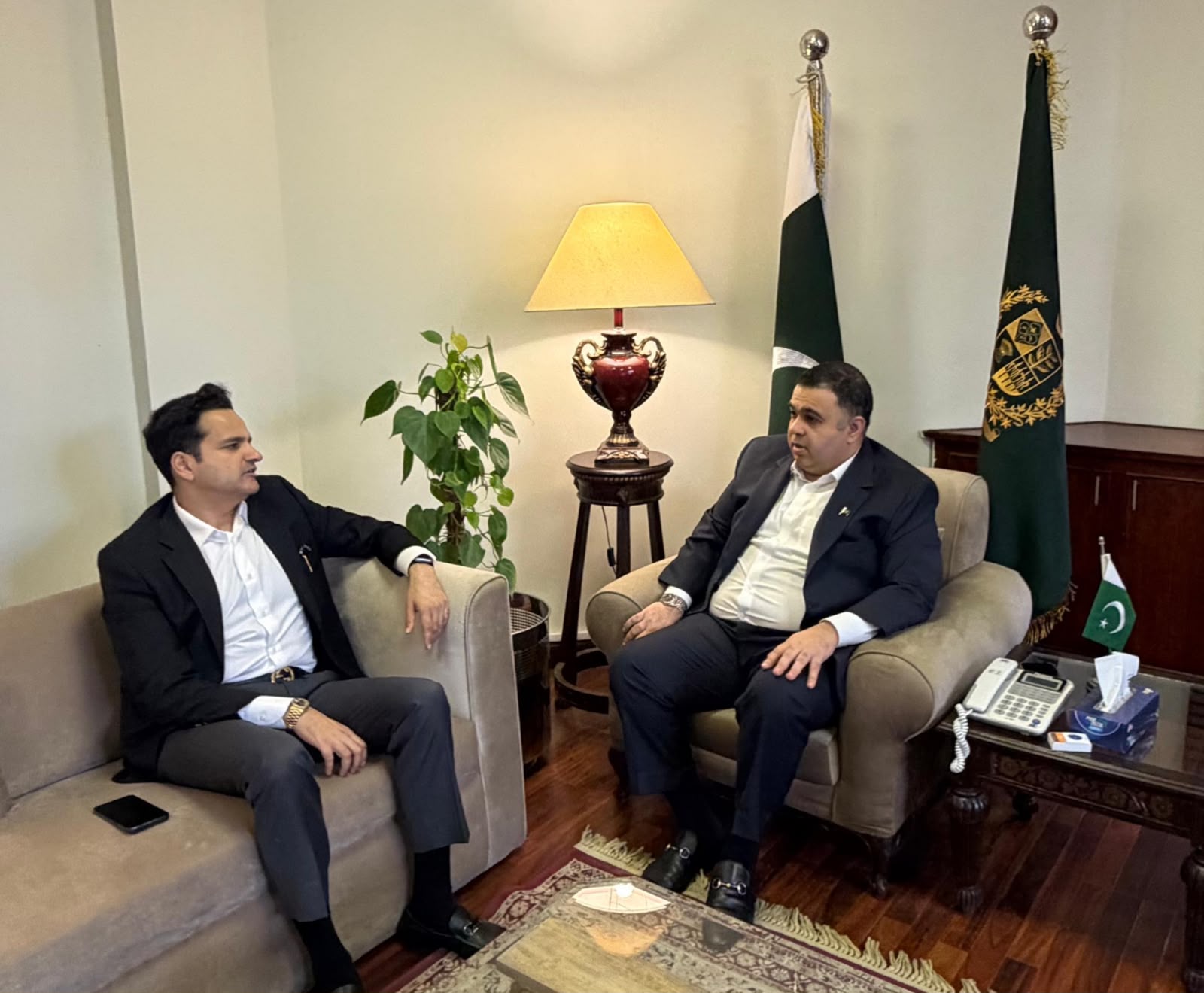 Sindh IT Minister/SACM Ali Rashid meets Minister of State/SAPM Fahd Haroon