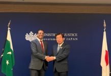 Ambassador of Pakistan to Japan, Mr. Abdul Hameed, called on Mr. Hiroshi Hiraguchi, Japan’s Minister of Justice