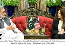Meeting between U.S. Ambassador Natalie A. Baker and Speaker Khyber Pakhtunkhwa Assembly Babar Saleem Swati in Islamabad